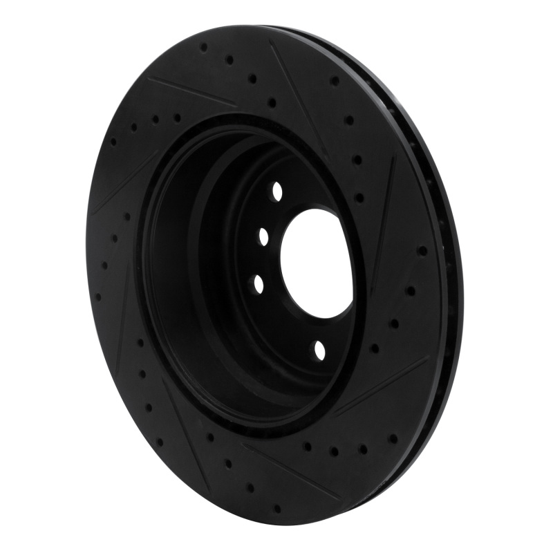 BMW 135I Brake Rotor (1) - Rear Left - R1 Concepts - Drilled & Slotted - Black - `08-`13